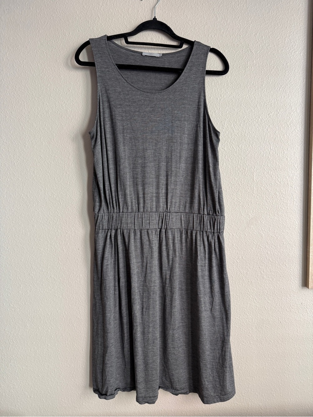 COS Sz M Sleeveless Gray Elastic-Waist Jersey Knit Tank Dress Cotton Silk Blend